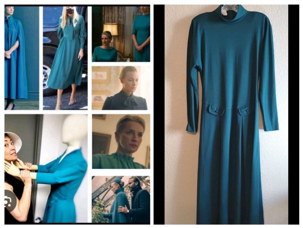 Rabbit Rabbit Rabbit Designs VINTAGE Teal B/G Sabrina Joy Modest Maxi Dress 8